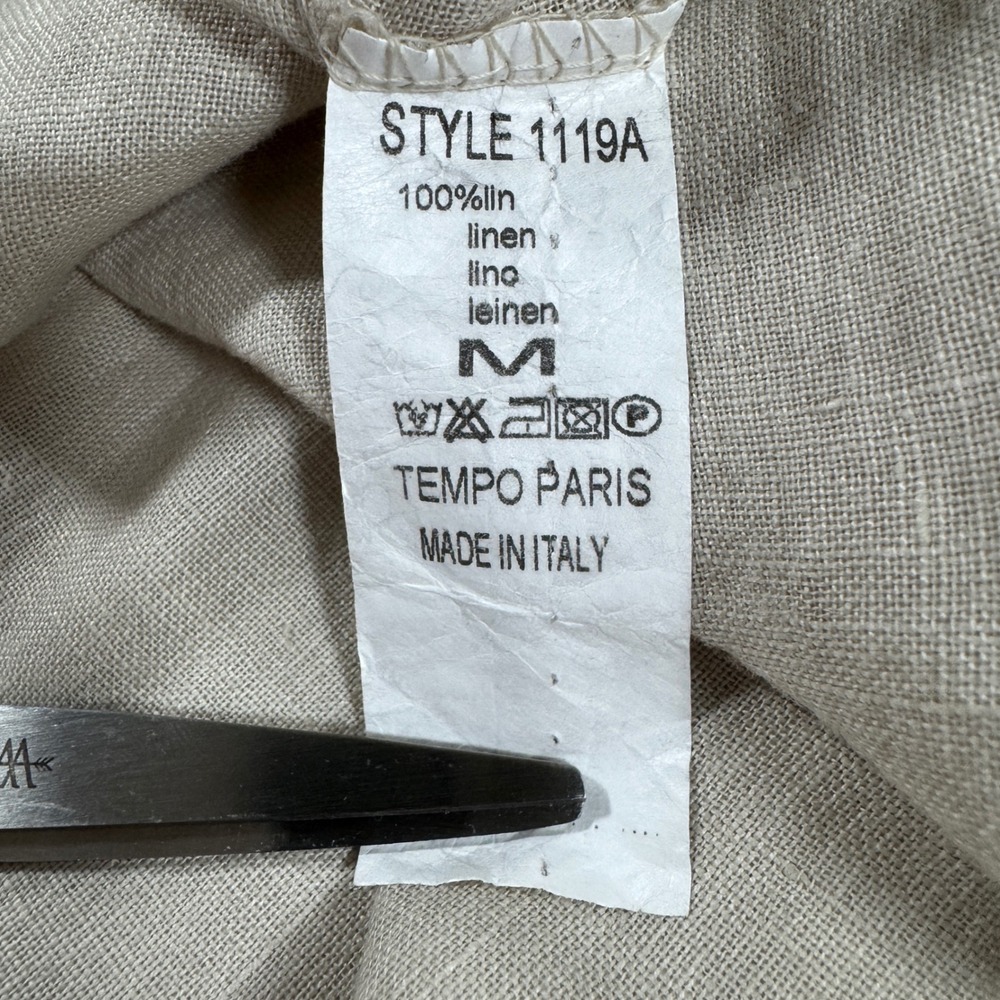 Tempo Paris Italian Linen Wide Leg Embroidered Pants M Boho Floral Butterfly - Picture 5 of 8